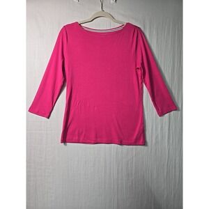Talbots Tee Top Womens Size Medium Petite 3/4 Sleeve 100%‎ Pima Cotton Pink